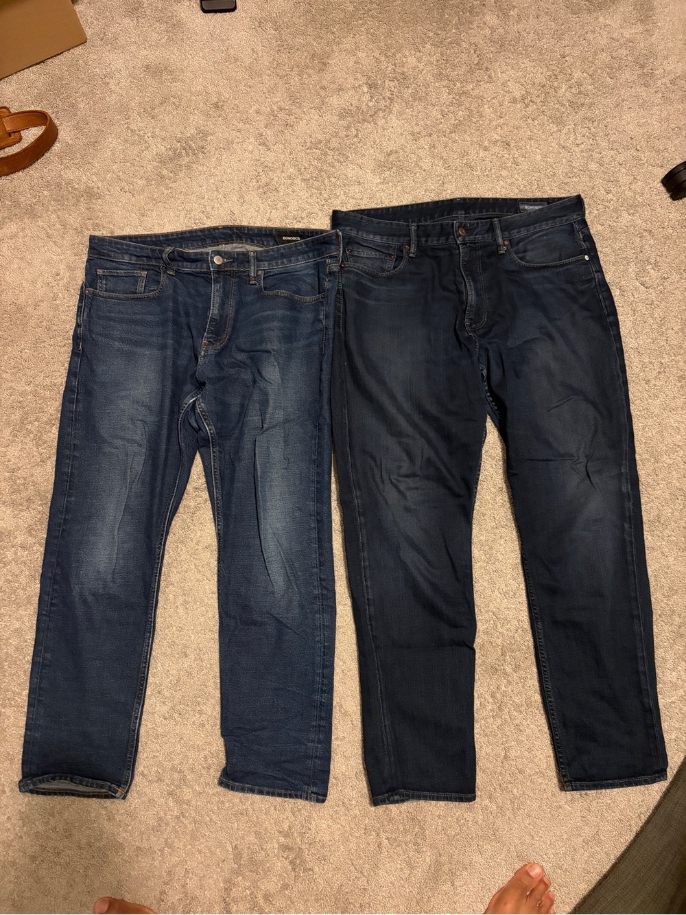 Lot of 2 Men's Bonobos Jeans Size 36x30 Straight / Athletic Fit Dark Wash